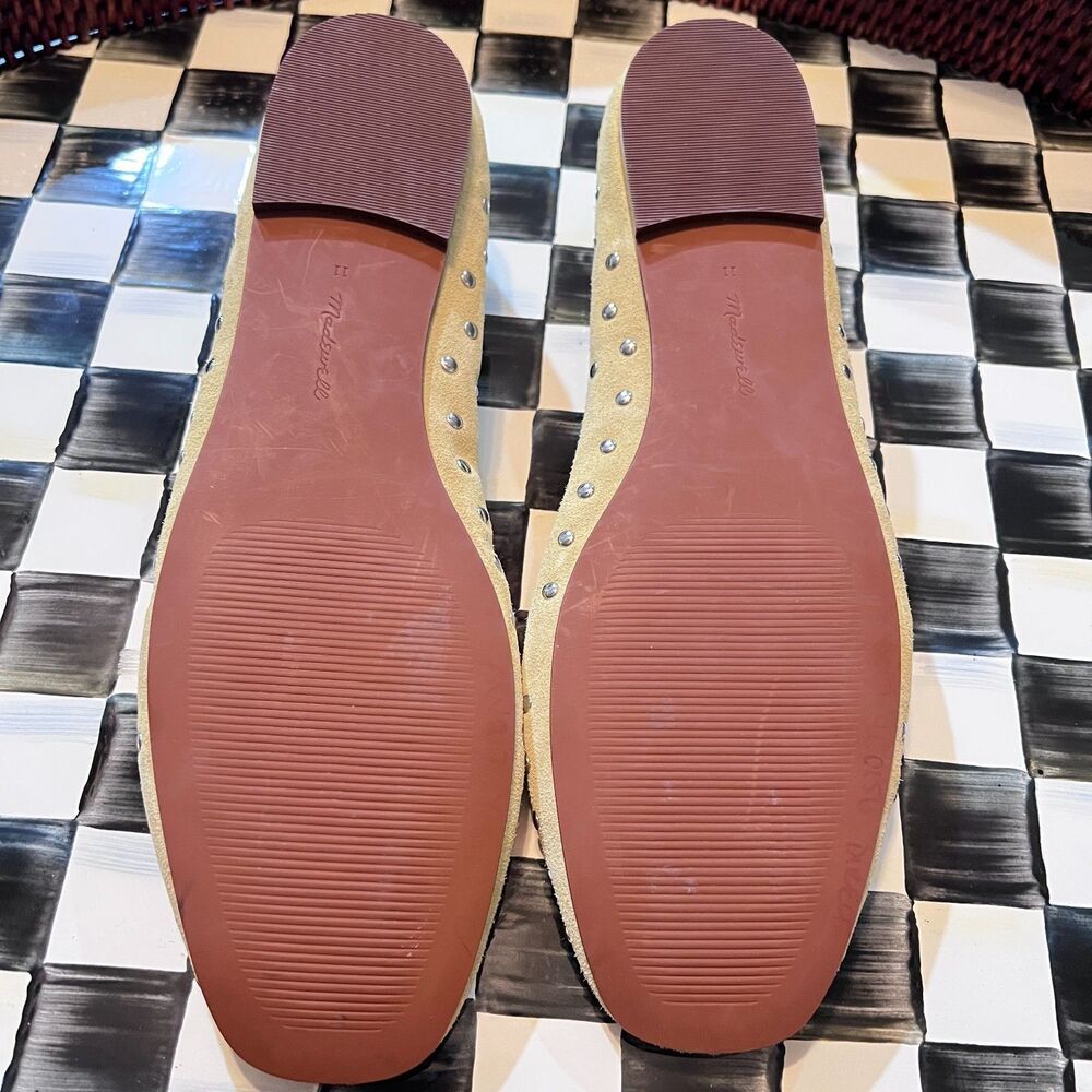 MADEWELL 11 The Greta Ballet  Studded Suede YELLOW Leather Flat NV817 - Picture 5 of 7